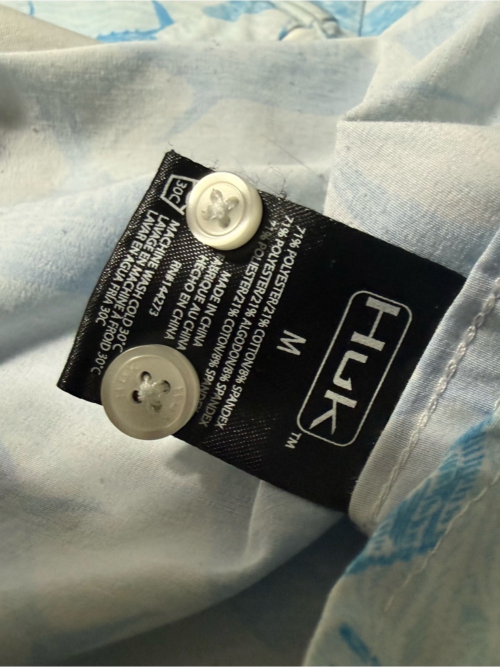 Huk Kids White Button-Up Shirt with Light Blue Fish Print - Picture 3 of 4